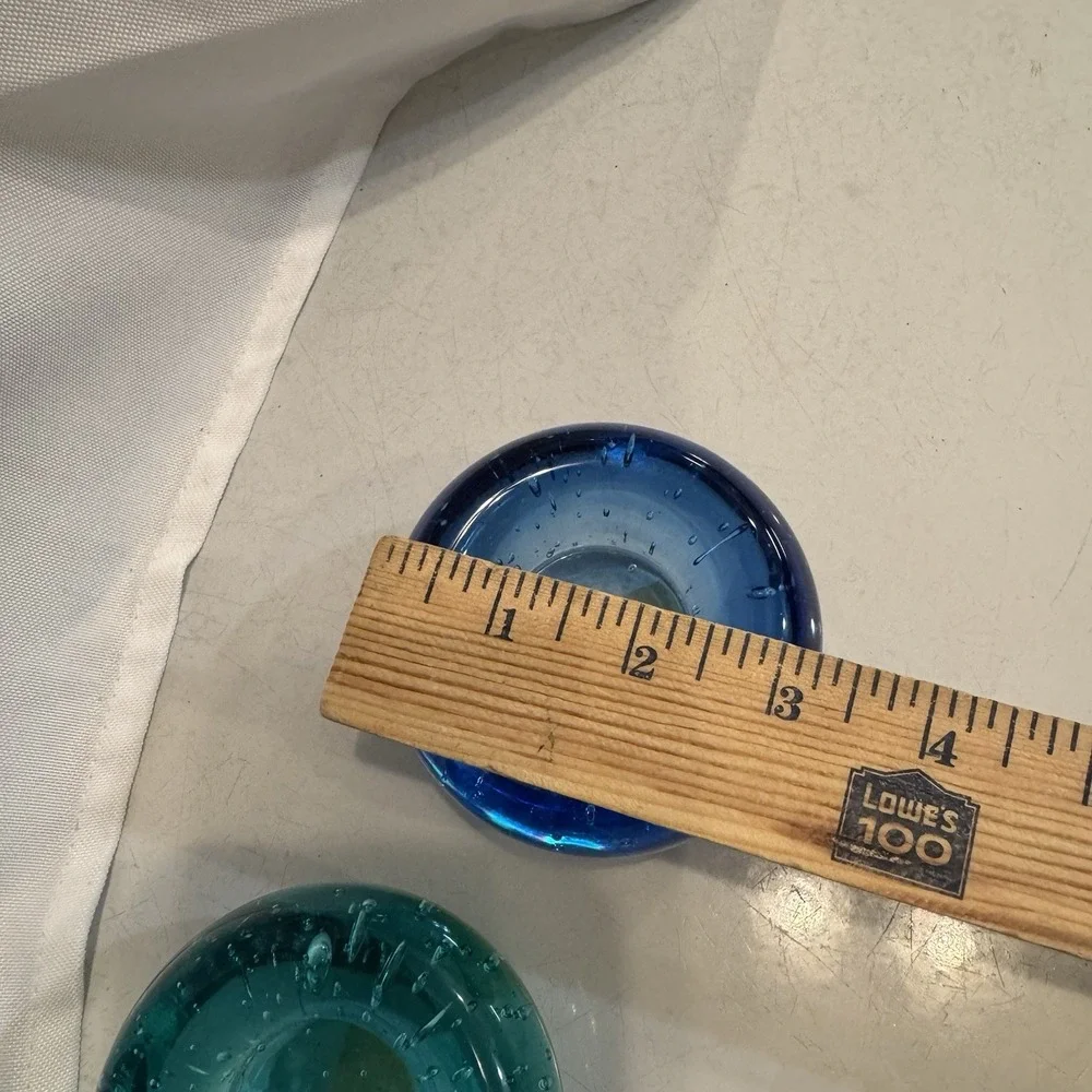 IKEA Bubble Glass Votive Holders Teal Green &‎ Blue Set Of 2